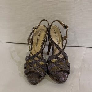 Audrey Brooke Iridescent Brown Strappy High Heel Sandals